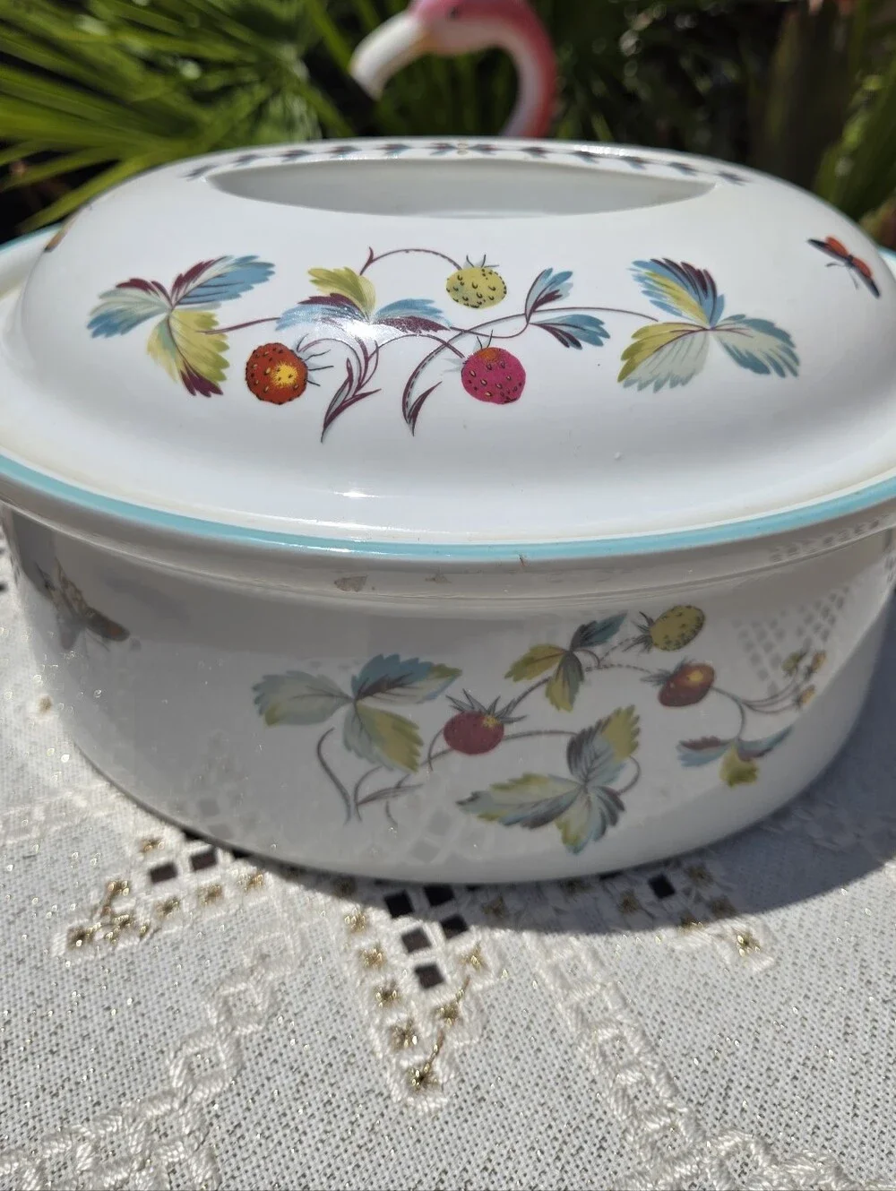 Vintage Royal Worchester Oval Covered Casserole - Strawberry Fair